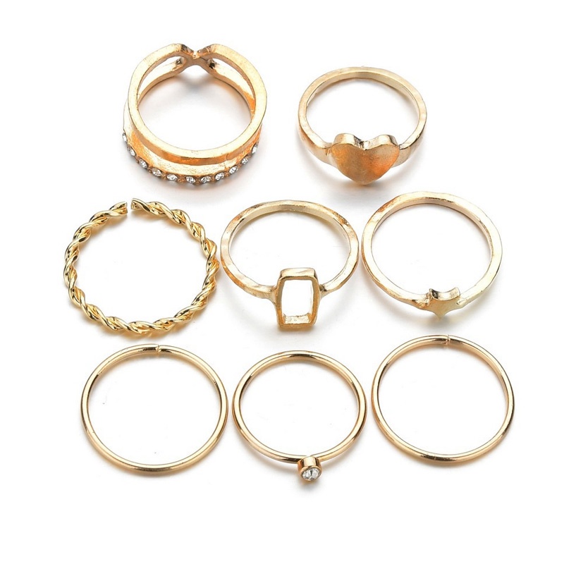 8Pcs/Set Women  Rings  Golden  Irregular Geometry  Ring