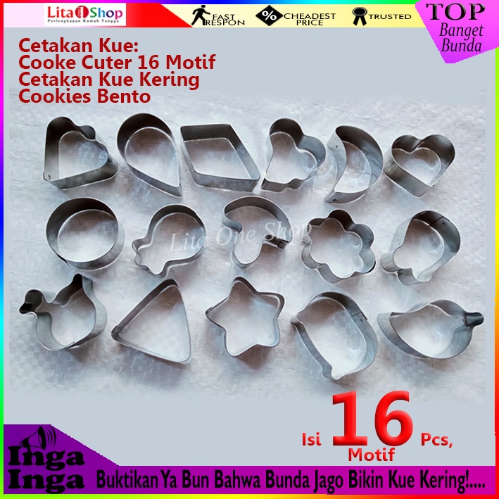 Cookie Cutter 16 motif / Cetakan Kue Kering / Cetakan Cookies Bento