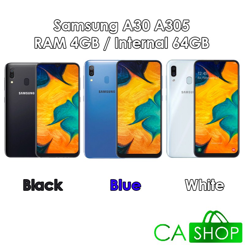 Samsung Galaxy A30 A305 - 4GB 64GB (4/64) - Black / Blue / White - Baru NEW - Resmi SEIN