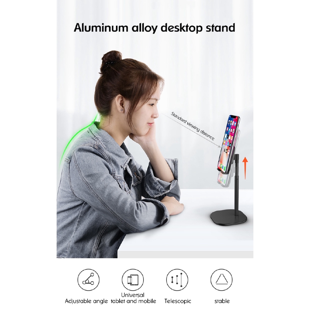 [WS] Phone Holder Cell Desk Muiti angle Free Adjustment Telescopic Braket Aluminium Alloy Folding