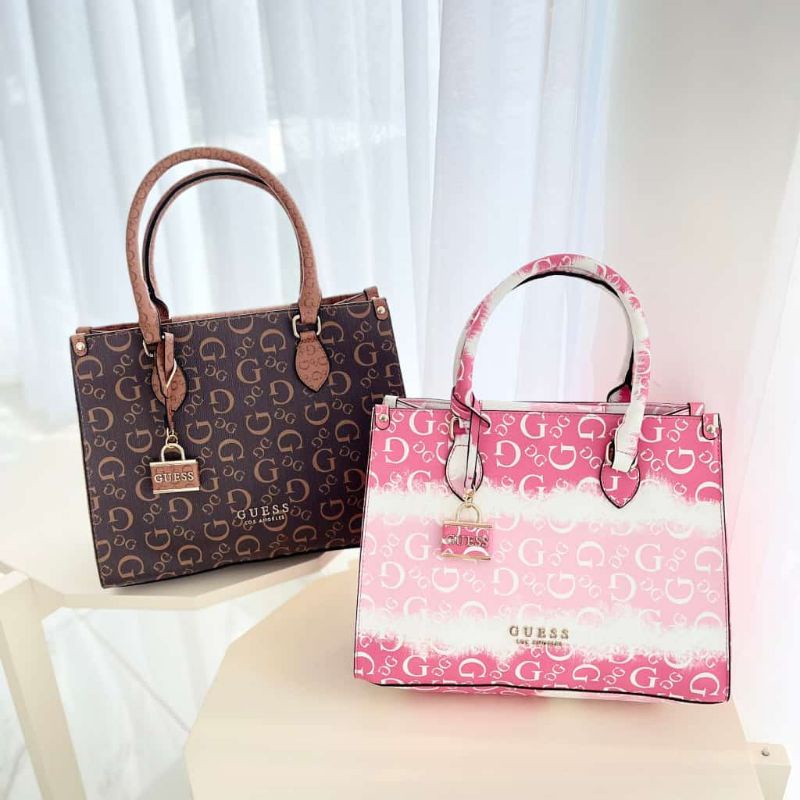 SALE Tas Guess Tote bag besar selempang jinjing pink coklat