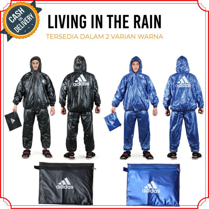 jas hujan pria & wanita kekinian / jas hujan Adidas bahan PVC