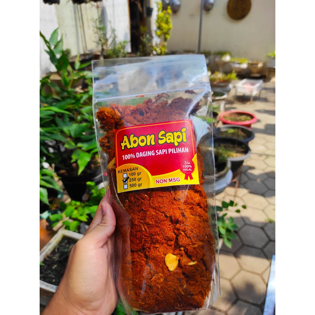 

Abon Sapi Kemasan 250gr no MSG 100% Daging Sapi