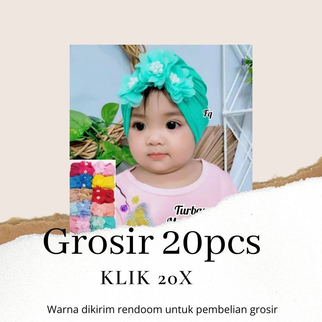 Turban Bayi 0-3th Bunga Besar - Bandana bayi - Kerudung Anak Bayi-Grosir 20 (klik 20x)