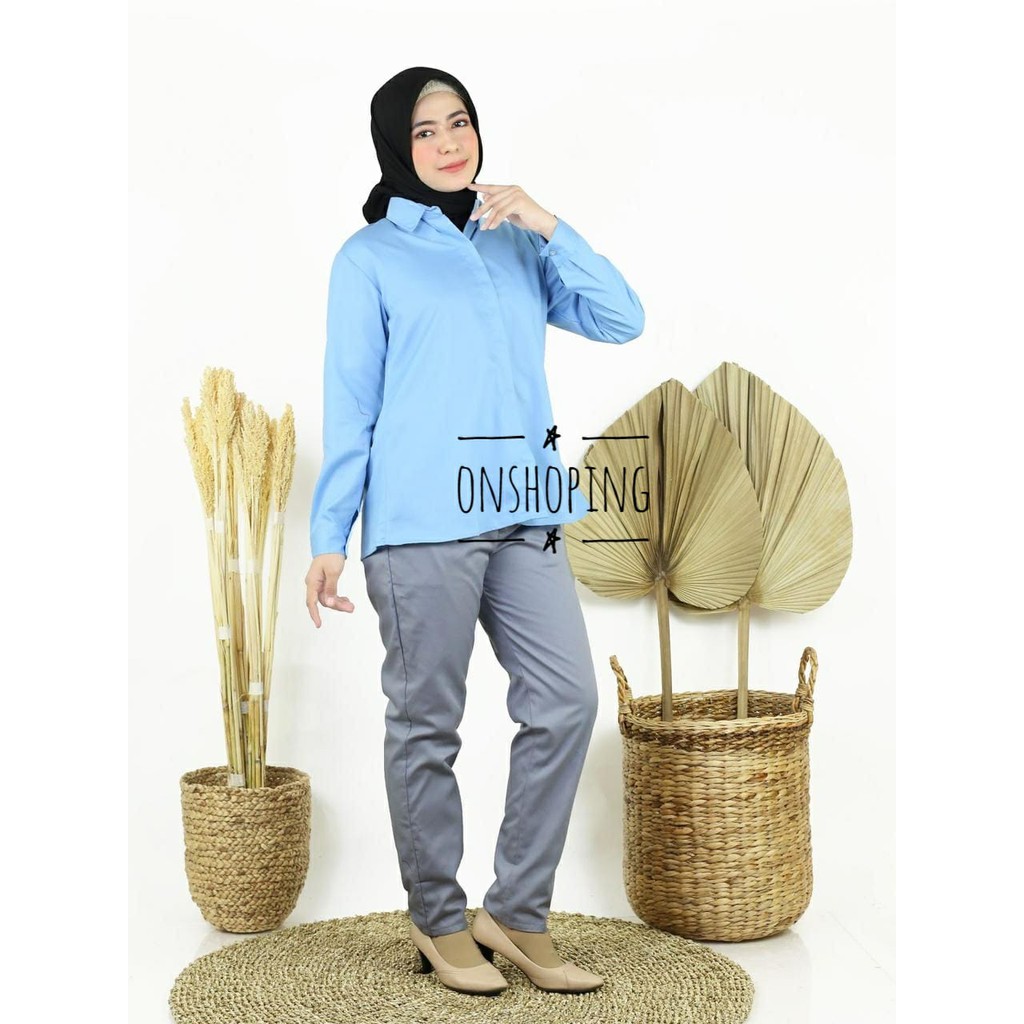 Kemeja Toyobo jumbo/kemeja basic polos Ld 110cm Ld 120 cm-Jumbo ice blue