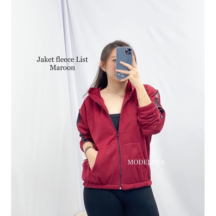 MDLV ~ JAKET FLEECE LIST JAKET CEWEK JAKET HODIE WOMEN HODIE JAKET JAKET LENGAN PANJANG JAKET GOOD QUALITY FASHION WANITA