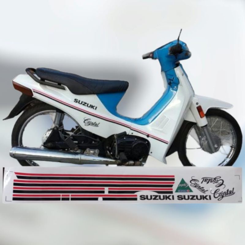 Sticker Striping Motor Suzuki Crystal tahun 90 Print Cutting Tahan Pernis