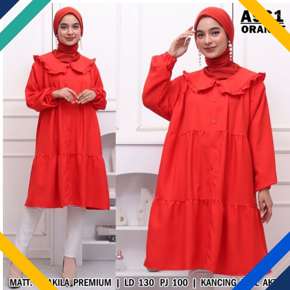 TUNIK JUMBO LYDIA ORANGE Kekinian Gamis 0128 Premium VAF Baju Gamis Wanita Terbaru