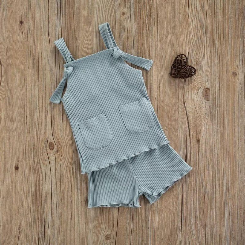 Baju Amelia Set Anak Perempuan 1-3 Tahun / Setelan Anak U Can See Rib Tali Katung Premium