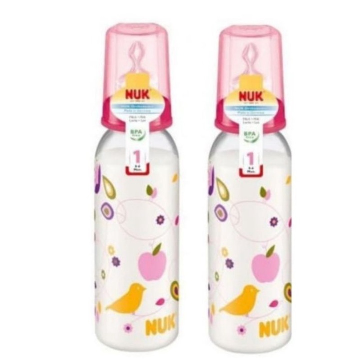 NUK Classic Bottle Silicone Size 1  Baby / Botol Susu Dot Gepeng / NUK Baby Bottle 0-6 bulan t Nipple Dot Gepeng NUK