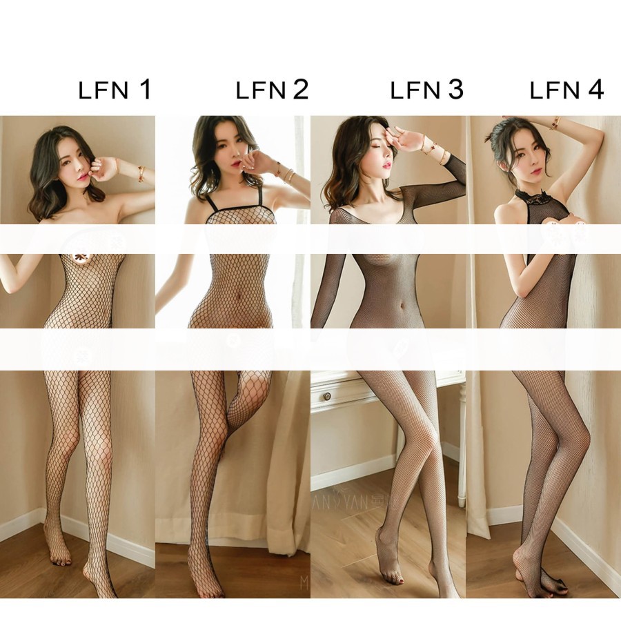 LFN kostum lingerie body suit stocking fishnet full badan