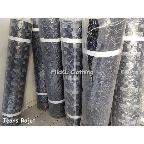 Bahan Kain Jeans Denim Rajut Rollan