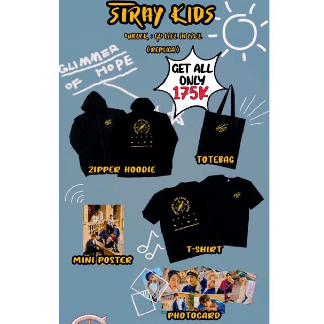 paket hemat Rep HOODIE TSHIRT STRAY KIDS UNLOCK: GO LIFE IN LIVE