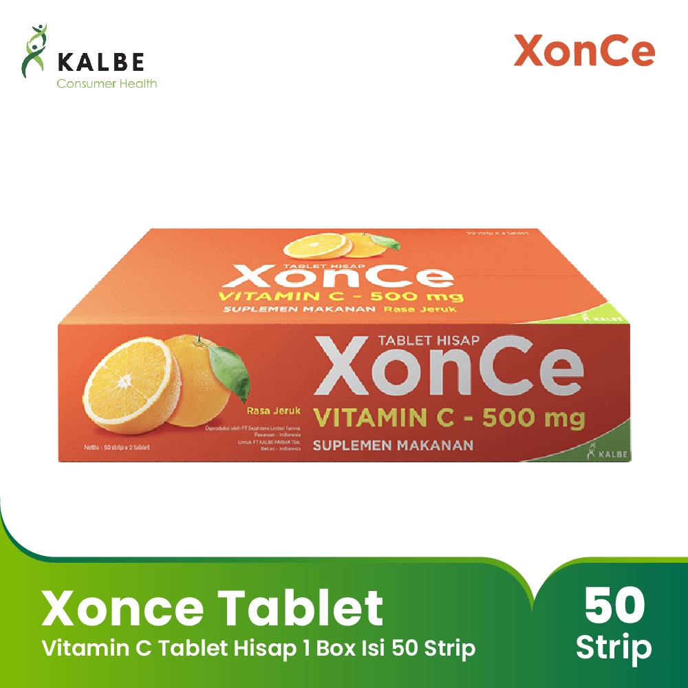 Xonce Tablet Hisap Vitamin C 500mg - 1 Box Isi 50 Strip