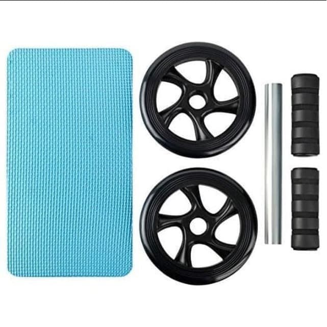 AB WHEEL AB ROLLER DOUBLE WHEEL ALAT SIT UP ALAT GYM BONUS MATRAS