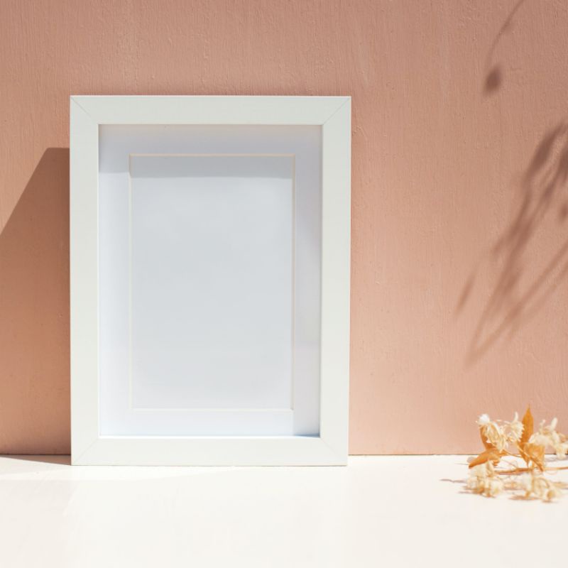 Frame Foto Kayu + Kaca | Warna Putih | Bingkai kayu Kaca