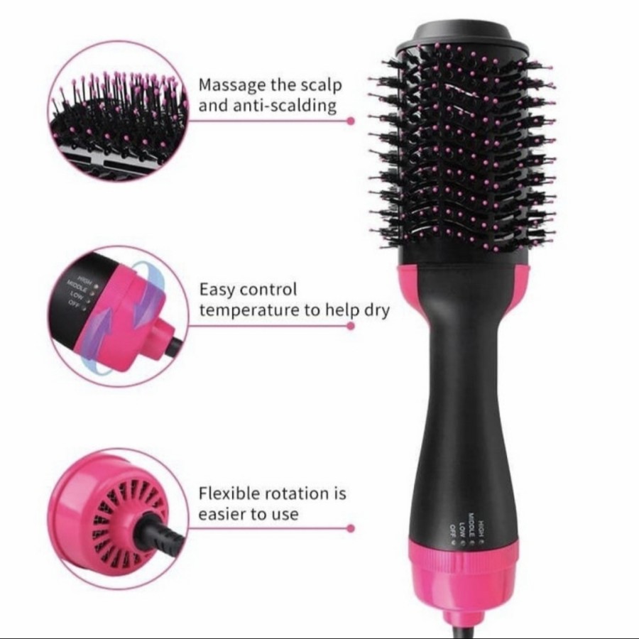 NA - hot air brush hair dryer - sisir hair dryer 3in1 pengering rambut