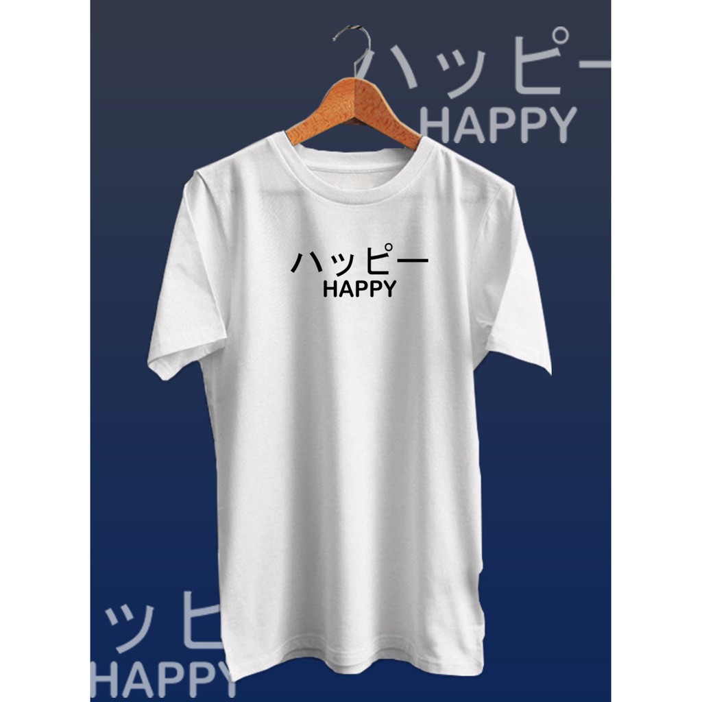 HKSTORE - KAOS DISTRO DIGITAL PRINT TULISAN HAPPY