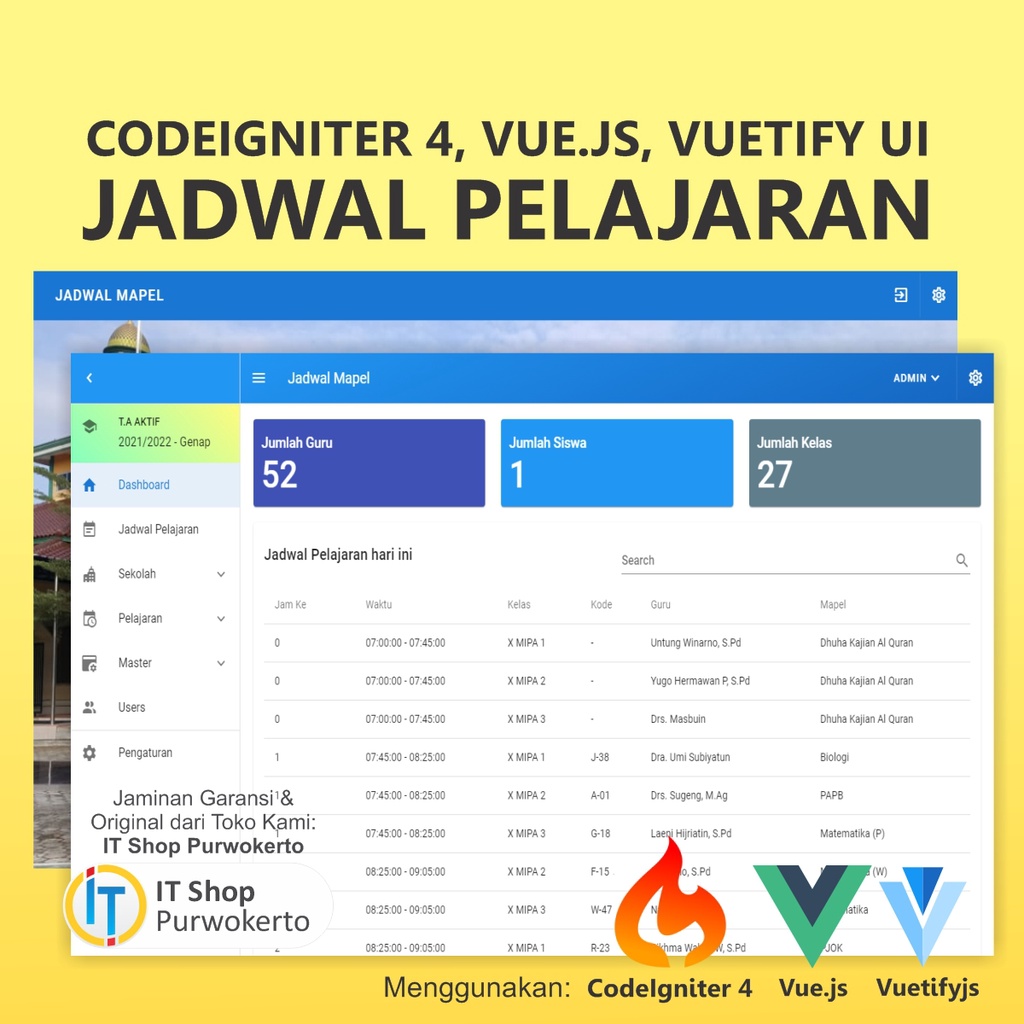 Jual Source Code Aplikasi Web Sistem Informasi Jadwal Pelajaran SMA ...