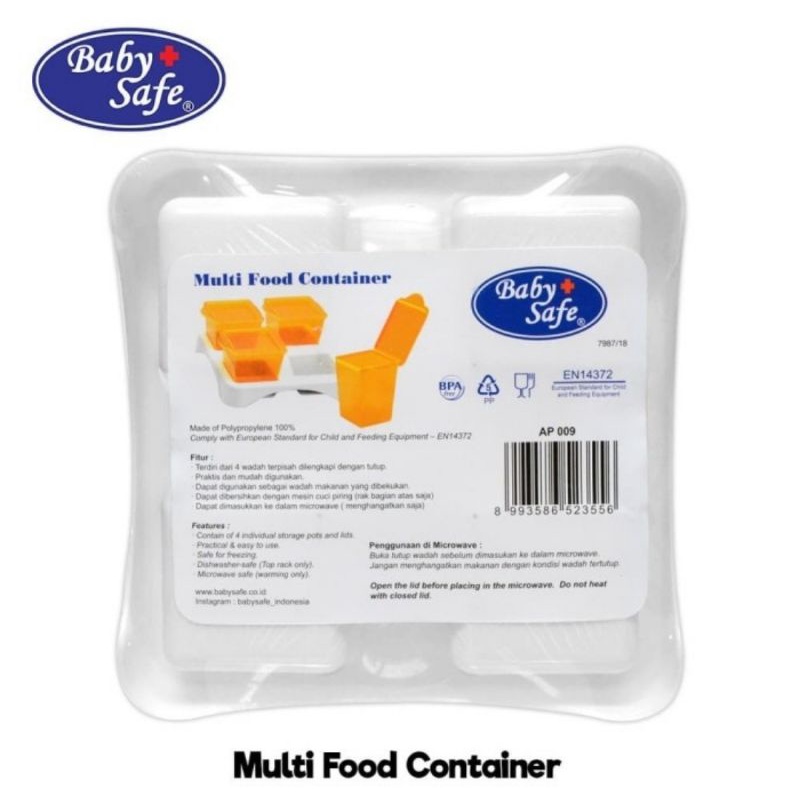 Baby Safe Multi Food Container Isi 4 Pcs (AP009)/Kontainer MPASI Bayi/Tempat Makan Bayi