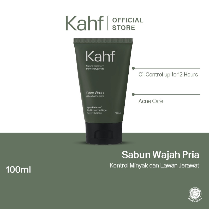 Kahf Facial Wash and Eau De Toilette EDT Parfum All Variant Oil and Acne Care Energizing and Brightening Gentle Exfoliating Scrub Original Perfume Pria