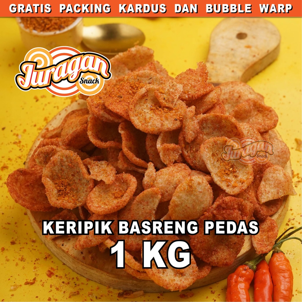 KERIPIK BASRENG PEDAS 1 KG snack kiloan makanan ringan jajanan cemilan camilan pedas asin gurih murah