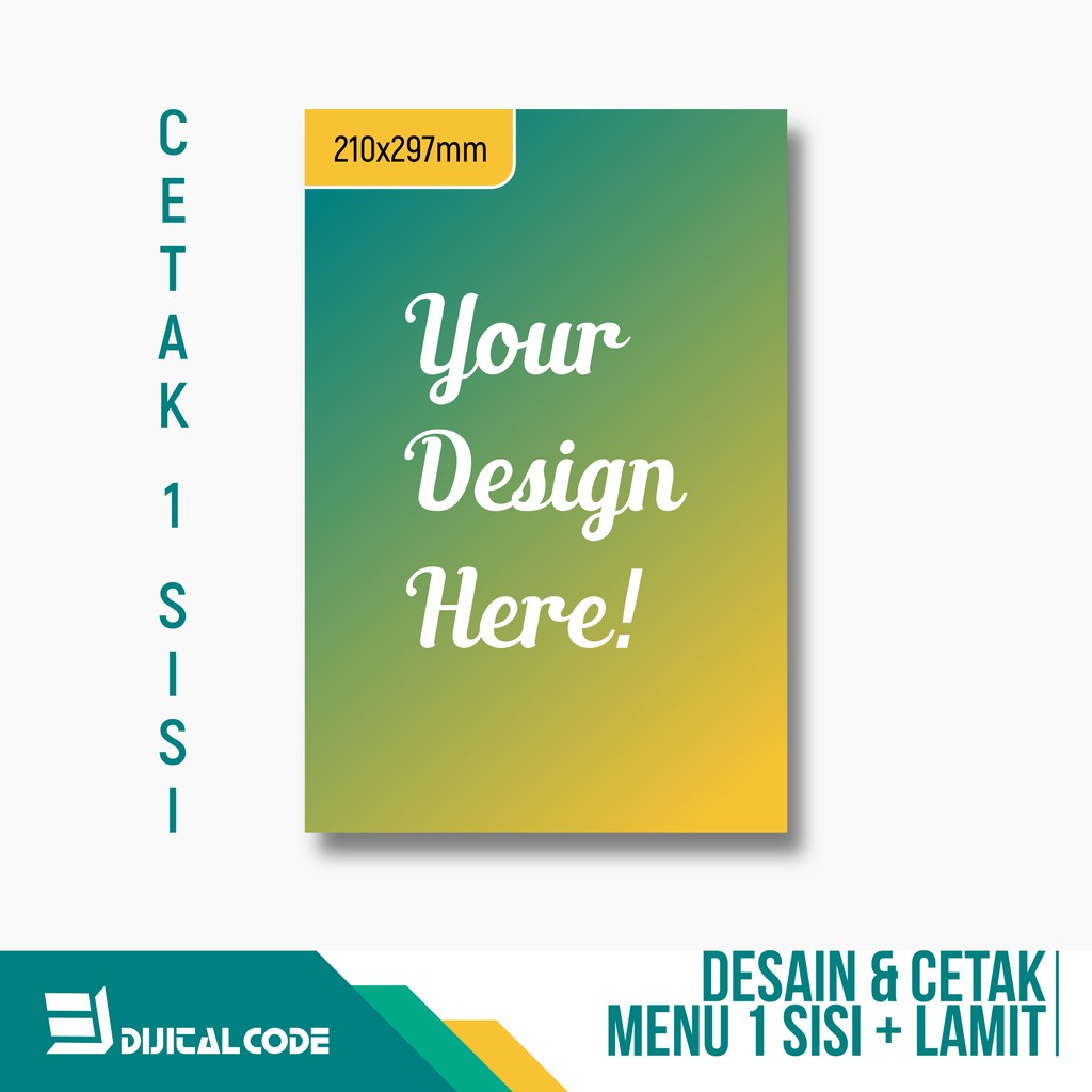 

Custom Desain + Cetak + Lamit Daftar Menu TIK 260gr Ukuran A4 Cetak 1 Sisi