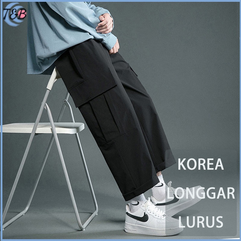 Celana cargo pria panjang korea style oversize baggy pants celana kasual pria celana kargo jumbo murah celana longgar pria celana kerja pria