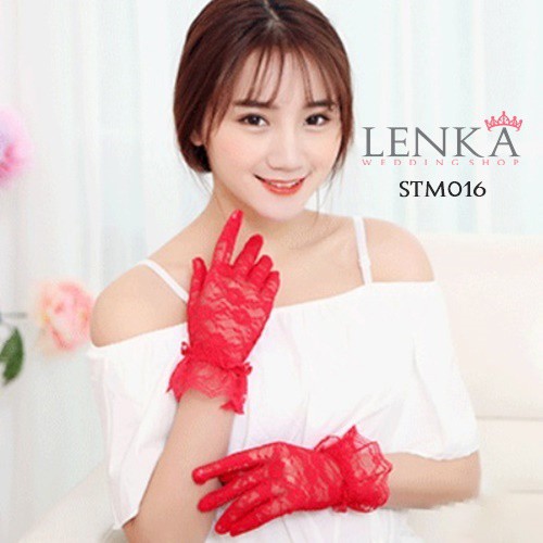 [ORDER SEKARANG] WEDDING GLOVES AKSESORIS WANITA PESTA PERNIKAHAN MERAH STM016