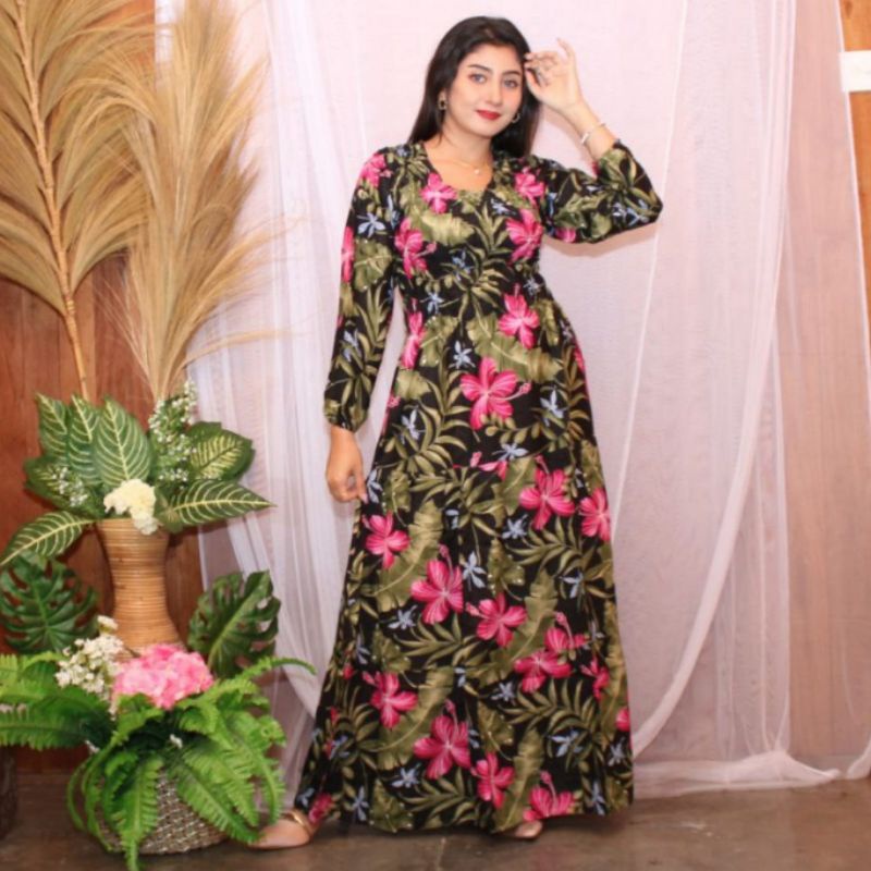 Gamis Motif Kerut Dada Dress Panjang