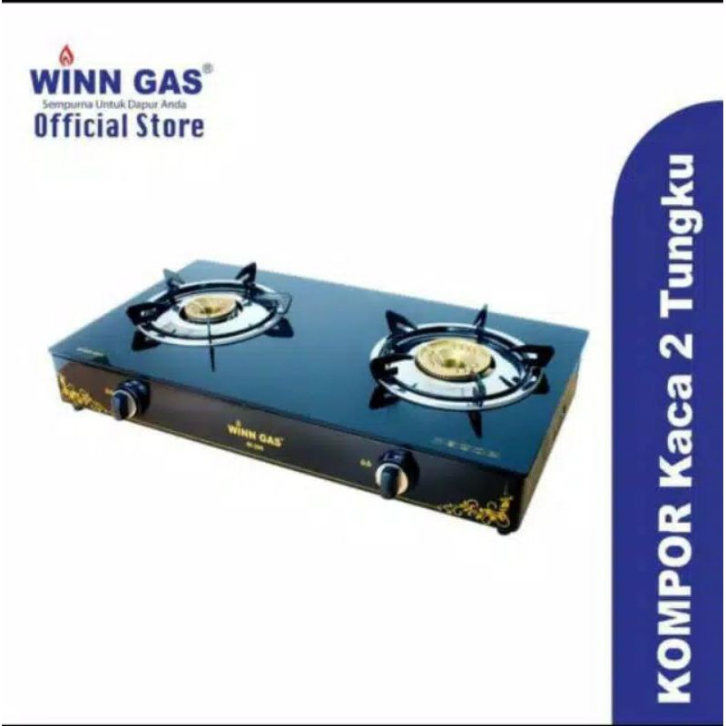 Winn Gas W 399  ,  Win Gas  ,  Kompor Gas Kaca 2 Tungku Glass