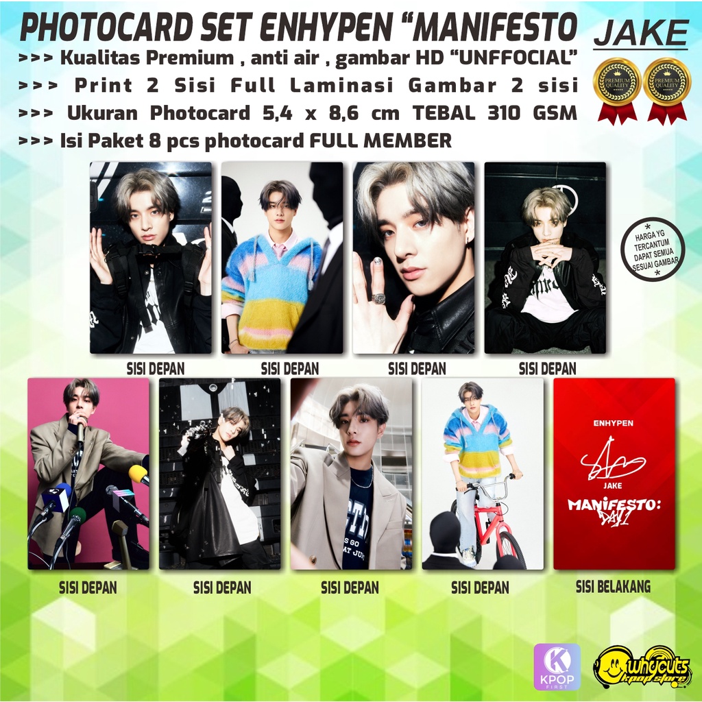 PHOTOCARD FULL SET UNOFFICIAL PREMIUM ENHYPEN MANIFESTO / PRINT 2 SISI FULL LAMINASI GLOSSY / ANTI AIR