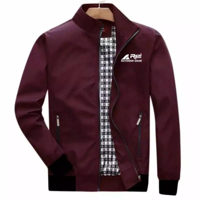 JAKET PRIA PARASUT MUSIM DINGIN WATERPROOF TASLAN REI PREMIUM QUALITY - Maroon, M