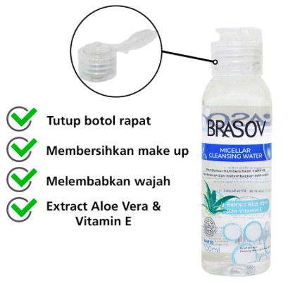 BRASOV Micellar Cleansing Water 100ml | Pembersih Make up