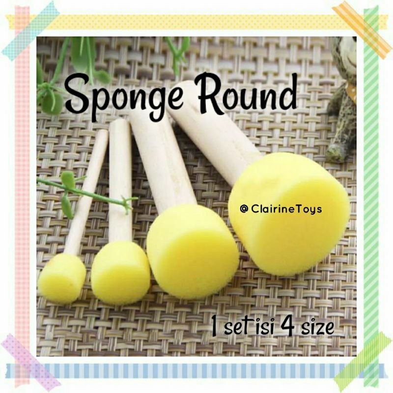 

(ISI 4 PCS) KUAS SPONGE ROUND - KUAS SPONS UNTUK PAINTING ANAK