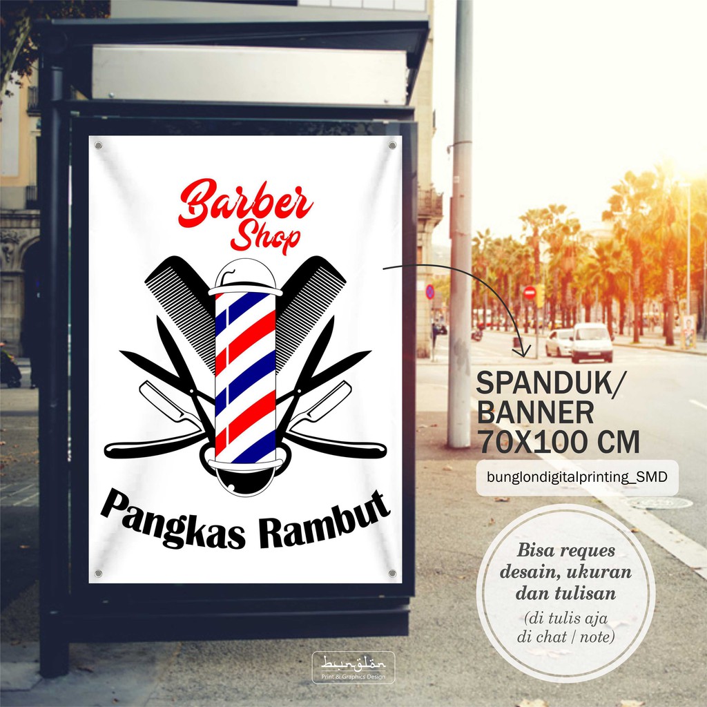 Spanduk, Banner Plang Pangkas Rambut Barbershop