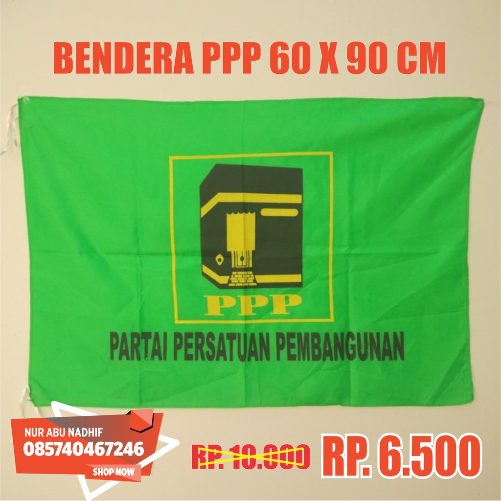 bendera partai PPP 60x90 cm (isi100pcs) isi 100 pcs