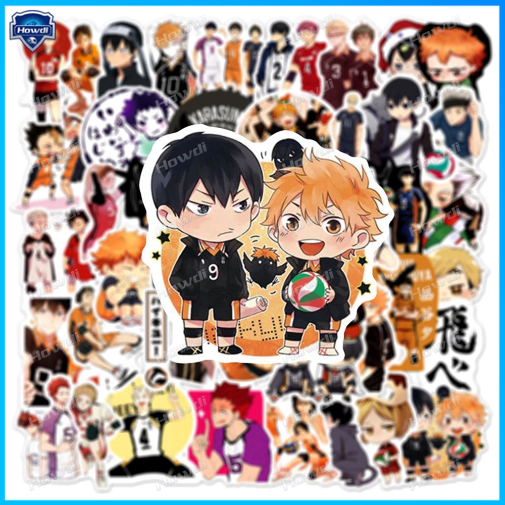 Haikyuu!! Kaos T-Shirt Lengan Pendek Motif Print Untuk Wanita Stiker Motif Anime Tahan Air Untuk Helm Motor