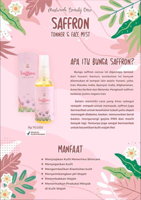 Toner Facemist Saffron Sudah Izin Bpom Shopee Indonesia