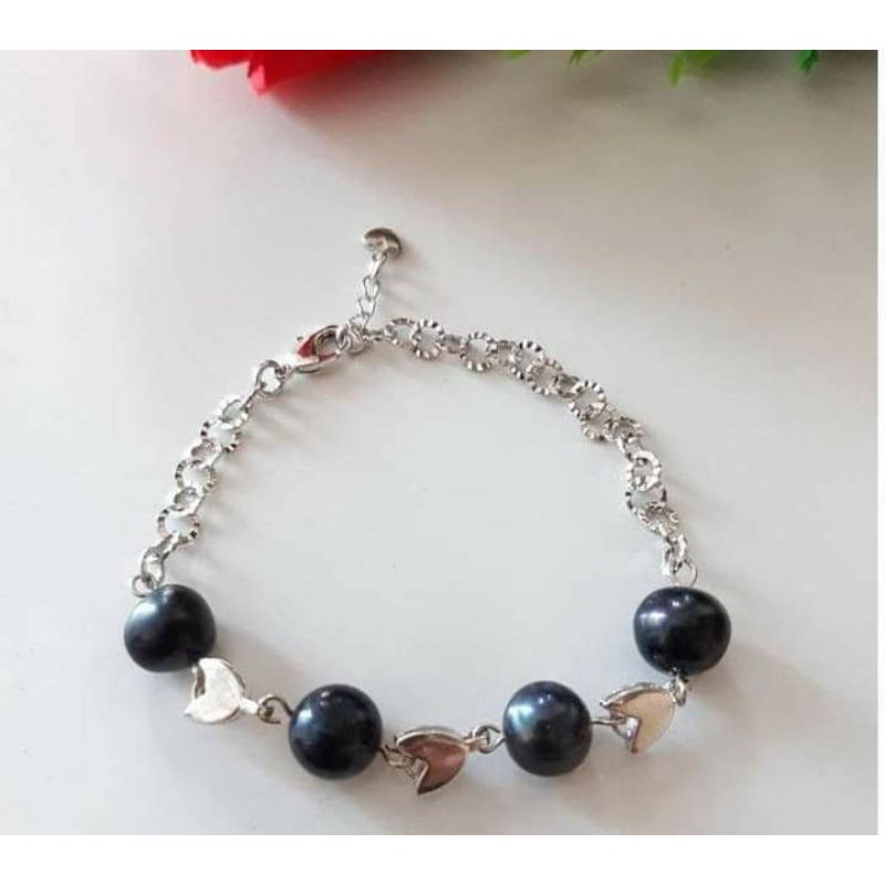 GELANG LILIT MUTIARA AIR TAWAR ASLI LOMBOK MUTIARA HITAM