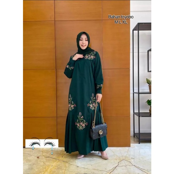 gamis elegant daily full bordir rayola hanna series