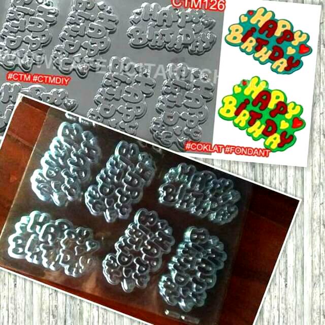 Cetakan Coklat Puding Mika Ucapan Happy Birthday Love