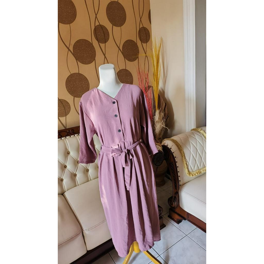 Midi Dress Polos / Dress Kancing Dress rayon Soft