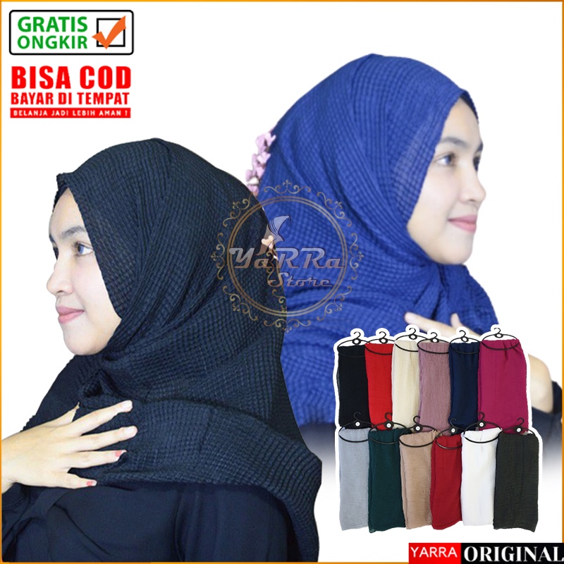Pashmina Plisket Jilbab PASMINA Arab WARNA POLOS Kerudung Diamond inner MUSLIMAH TERBARU A36