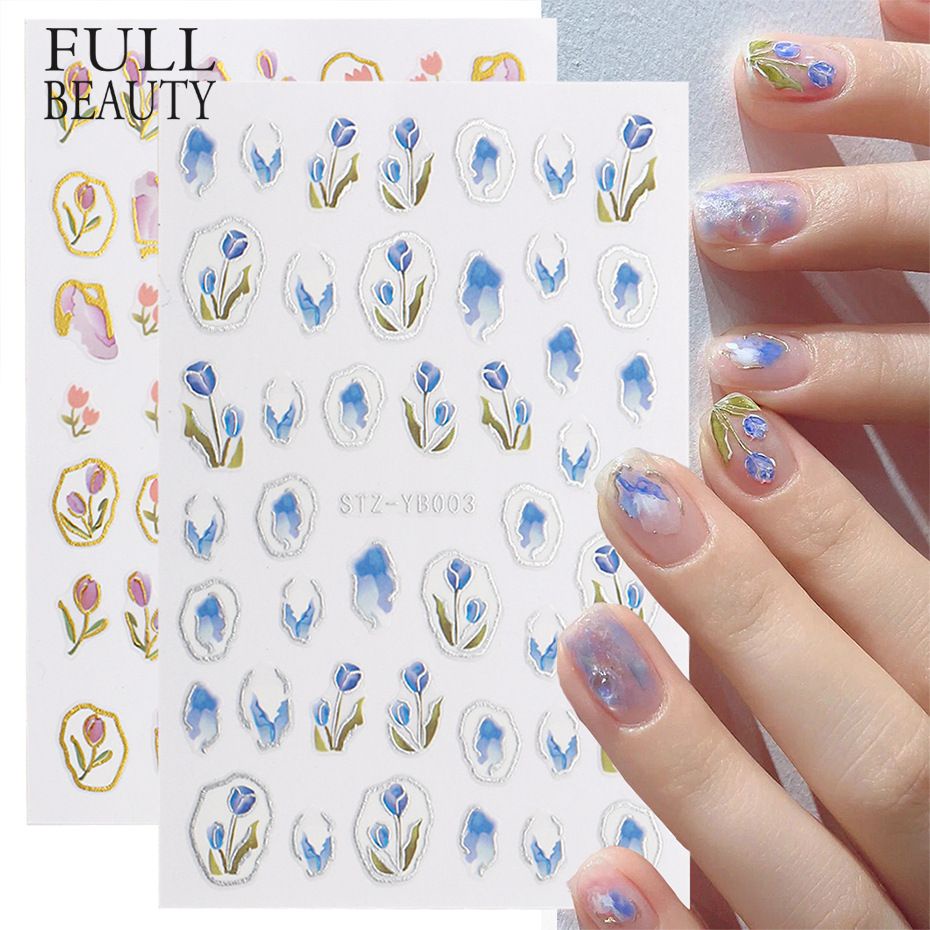 STIKER KUKU BUNGA TULIP FLOWER NAIL ART STICKER INSTAN GAYA JEPANG / NAILART STICKER