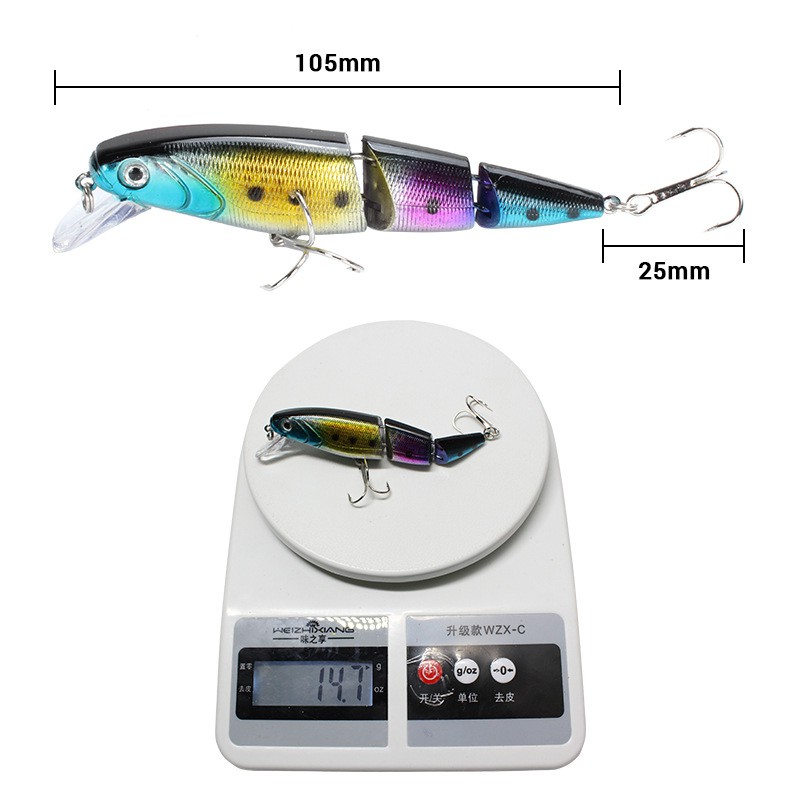 Shengyao 1Pcs Jointed Minnow Umpan Pancing 11.5cm/15.4g Swimbait Fishing Lure Ikan Bass Kail Tackle