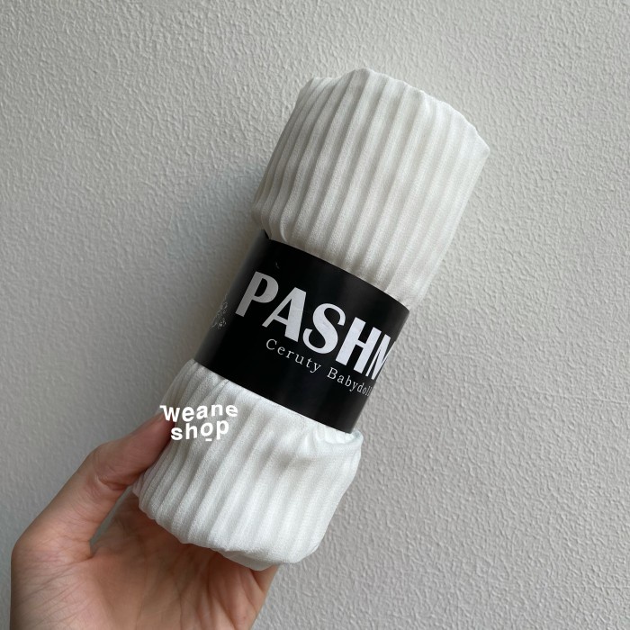 Bisa COD naburjustore PASHMINA PLISKET CERUTY BABYDOLL PREMIUM FULL HIJAB WANITA PLEATED - Putih