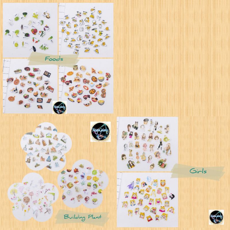 Sticker Kertas Washi Paper Gambar SailorMoon Panda Bear Food Cute untuk Scrapbook Diary