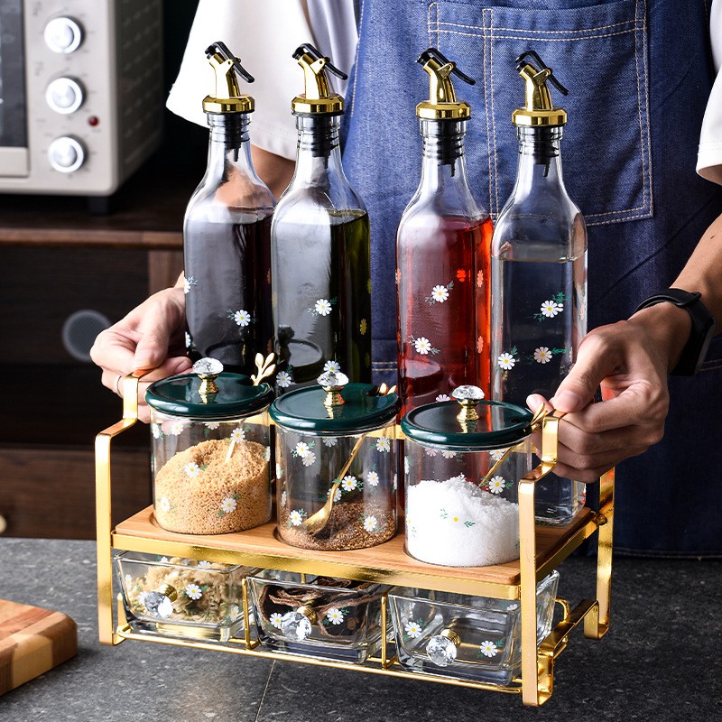 LUXURY Tempat Bumbu Set Kaca / Tempat Bumbu Dapur / Tempat Rempah /Tempat Rak Dapur