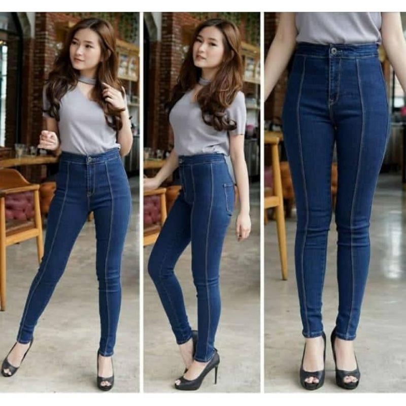 CELANA JEANS HIGH WAIST 27-34 // HIGHWAIST HW LIPAT TULANG TENGAH